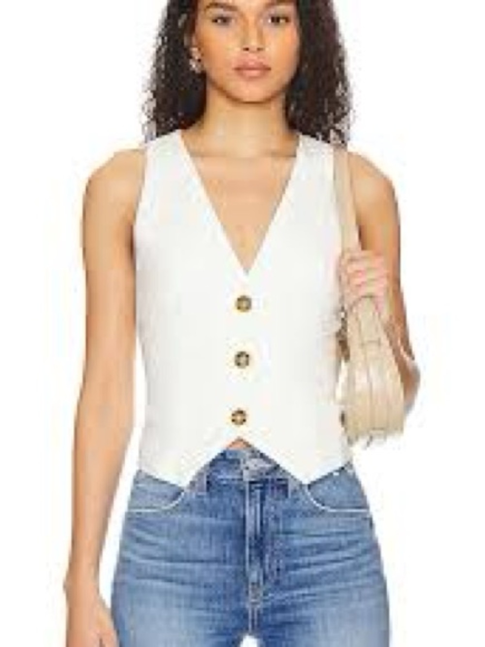 Lovers + Friends Cream Vest button down top